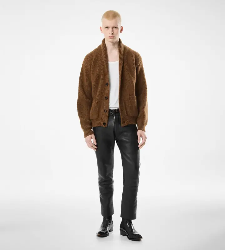 CASHMERE SHAWL COLLAR CARDIGAN TOFFEE online